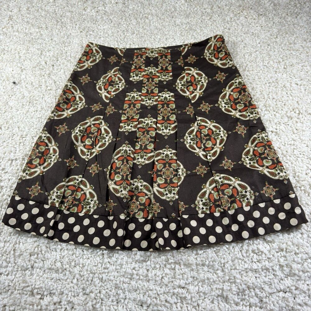 Harolds Skirt Womens 4 Brown floral in polkadot Cotton Lined Skirt